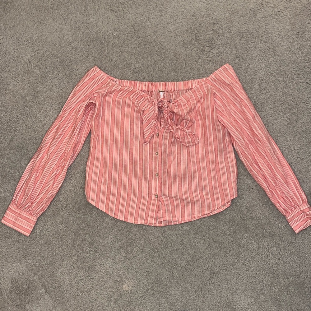 Free People - Off The Shoulder Tie Shirt